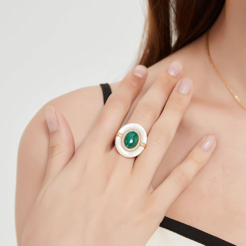 Green Malachite Mother Of Pearls Necklace - House Of Pearls